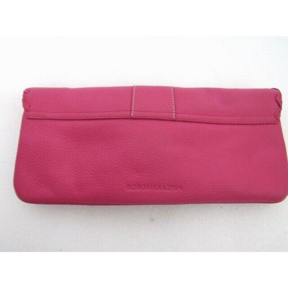 BCBG Max Azria Genuine Italian Leather Pink Buckle Pebble Clutch Purse - Picture 2 of 5